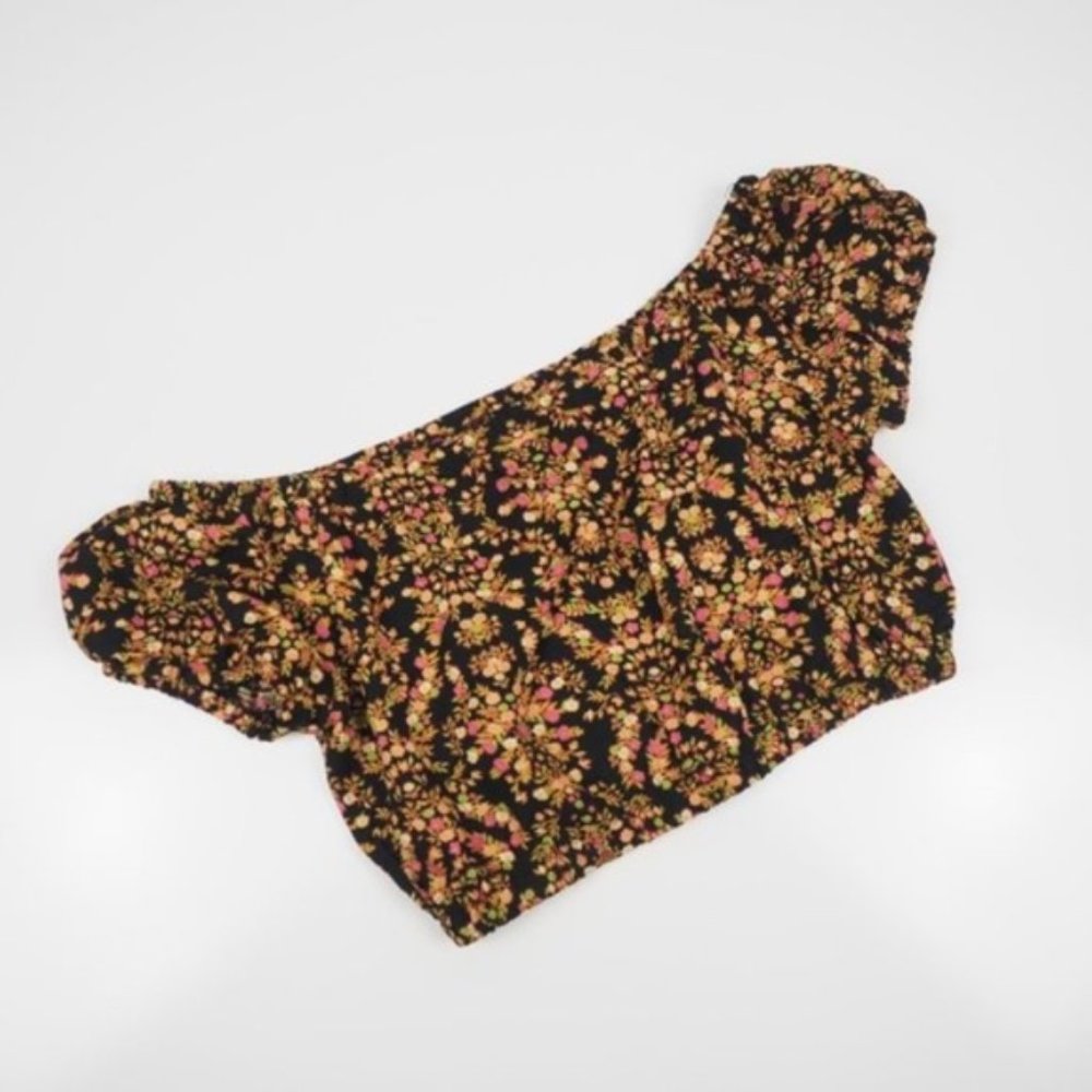 Xhilaration Off Shoulder Crop Top Floral Black XS